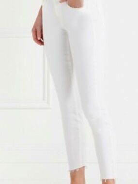 Mother White jean Looker Ankle Fray Glass Slipper size 30